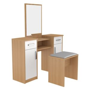 Zostava toaletný stolík so zrkadlom a taburetkou - kombinácia farieb Buk