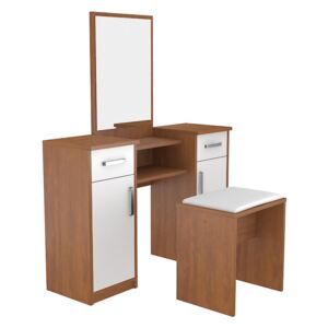 Zostava toaletný stolík so zrkadlom a taburetkou - kombinácia farieb Calvados