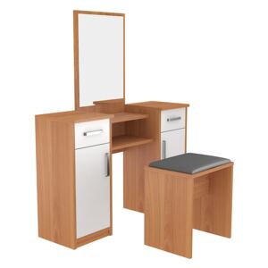 Zostava toaletný stolík so zrkadlom a taburetkou - kombinácia farieb Olše světlá
