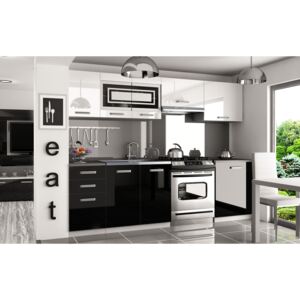Kuchyňa bielo čierna lesklá Simpli 240 cm bez LED osvětlení