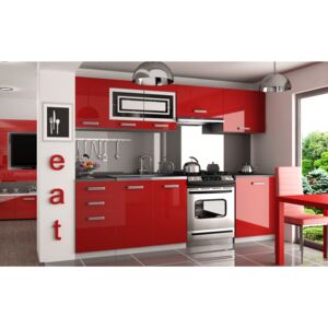Kuchyňa červená lesklá Simpli 240 cm bez LED osvětlení