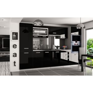 Moderná sektorová kuchyňa čierna Syka 300 cm bez LED osvětlení