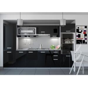 Moderná sektorová kuchyňa čierna Syka 300 cm s LED osvětlením