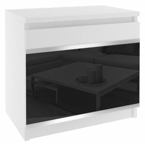 Bielo-čierny nočný stolík Meneo