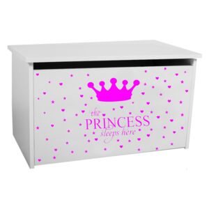 Detský úložný box Toybee s nápisom pre princezné ružový