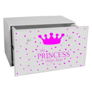 Box na hračky Poquito s nápisom pre princezné ružový
