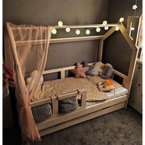 SKLADOM: Detská posteľ z masívu so zásuvkou DOMČEK BEDHOUSE 200x100 cm - biela