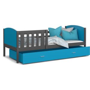 Detská posteľ so zásuvkou TAMI R - 160x80 cm - modro-šedá