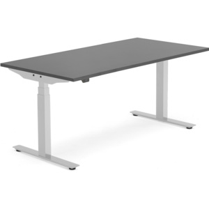 Výškovo nastaviteľný stôl Modulus, T-rám, 1600x800 mm, čierna/strieborná