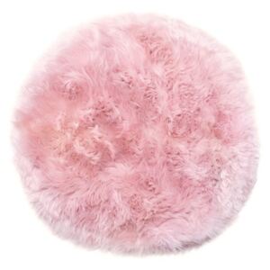 Ružový koberec z ovčej kožušiny Royal Dream Zealand, Ø 70 cm