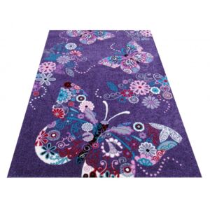 DY Detský fialový koberec Motýliky - rôzne rozmery Rozmer: 100 x 200 cm