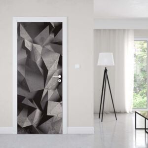 GLIX Fototapeta na dvere - 3D Polygon Concrete Texture Dark Grey