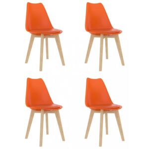 Jedálenská stolička 4 ks plast / umelá koža / buk Dekorhome Oranžová