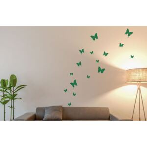 GLIX Sada motýľov - nálepky na stenu Svetlo zelená 95 x 10 cm