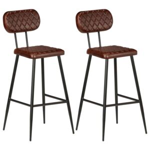 Barové stoličky 2 ks, hnedé, pravá koža