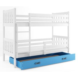 Detská poschodová posteľ Carino so zásuvkou biela / modrá