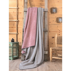 Sivo-ružová deka Mily, 200 × 220 cm