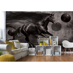 GLIX Fototapeta - Black Horse 3D Modern Design Vliesová tapeta - 208x146 cm
