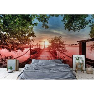 Fototapeta GLIX - Lake Pier Red Sunset + lepidlo ZADARMO Vliesová tapeta - 254x184 cm