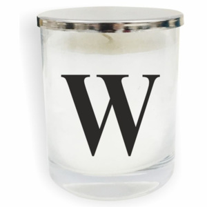 Bielo-čierna sviečka North Carolina Scandinavian Home Decors Monogram Glass Candle W