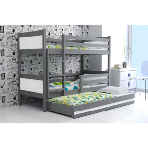 Poschodová posteľ s prístelkou RINO 3 - 190x80cm - Grafitový - Biely
