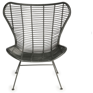Čierna stolička s výpletom z prútia Simla Wicker
