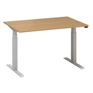 Výškovo nastaviteľný kancelársky stôl Alfa Up so sivým podnožím, 120 x 80 x 61,5-127,5 cm, dezén divoká hruška