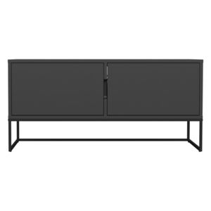 Čierny dvojdverový TV stolík s kovovými nohami v čiernej farbe Tenzo Lipp, šírka 118 cm