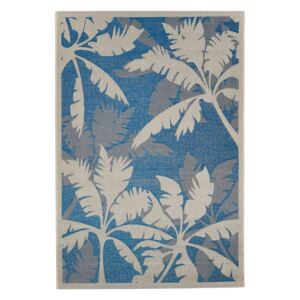 Modro-sivý vonkajší koberec Floorita Palms Blue, 135 x 190 cm