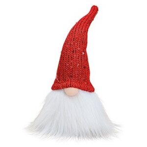 Vianočný škriatok s trblietavou červenou čiapkou 25 cm