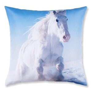 Dekoratívna obliečka na vankúšik biely bežiaci kôň