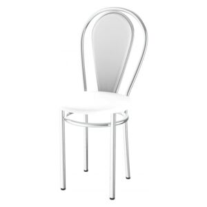 Lacná kovová jedálenská stolička čalúnená Tunber+k bílá - 10D