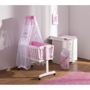 Baby Nellys 9-dielna súprava do kolísky Little Princess + zavinovačka - růžová