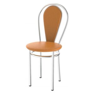 Lacná kovová jedálenská stolička čalúnená Tunber+k olše oranžová - AL8