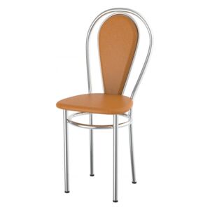 Lacná kovová jedálenská stolička čalúnená Tunber+h olše oranžová - AL8