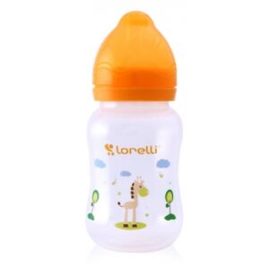 Dojčenská fľaštička Lorelli 250 ml so širokým hrdlom, Animal yellow
