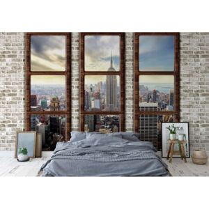GLIX Fototapeta - New York City Penthouse Window View Vliesová tapeta - 368x254 cm