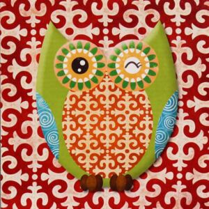 Obraz na plátne - Colorful owl 2, 28x28 cm