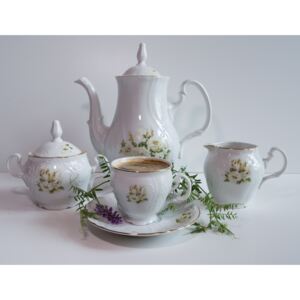 Thun 1794 Bernadotte biele kvety kávová súprava pre 6 osôb 17ks