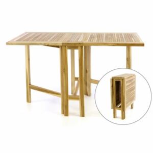 Teakový záhradný stôl DIVERO - skladací - 130 x 65 cm