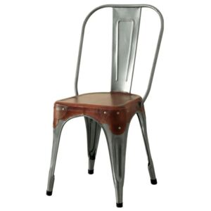 Jedálenská stolička IRON železo almond/hnedý kožený poťah