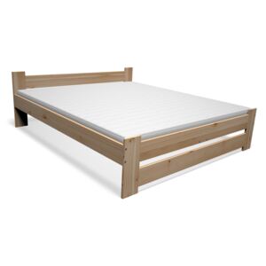 Postel z masivu STUDENT + rošt + pěnová matrace COMFORT 14 cm + rošt, 140x200cm, přírodní/nelak