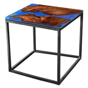 Odkladací stolík RESIN 50x50 cm, modrá/sivá