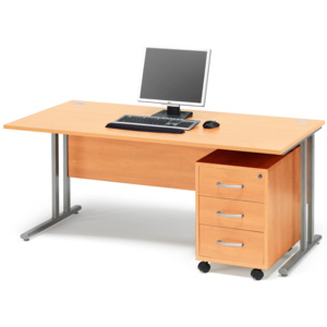 Kancelárska zostava Flexus: stôl 1600x800 mm + kancelársky kontajner, buk