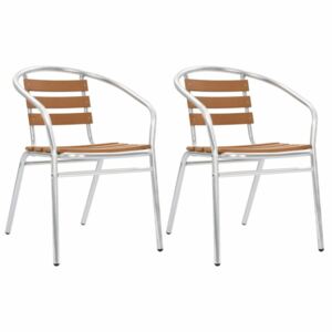 Stohovateľné záhradné stoličky 2 ks strieborná / hnedá Dekorhome