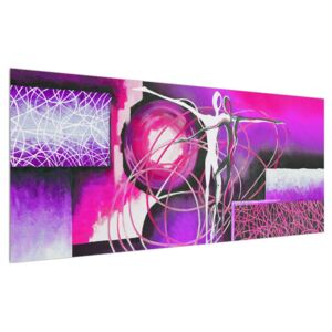 Abstraktný obraz fialových tanečníkov (120x50 cm)