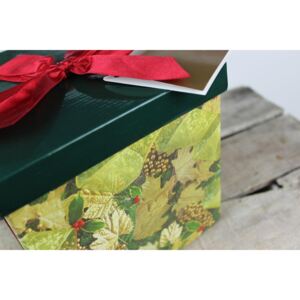 Červeno zelená vianočná darčeková krabica 10cm
