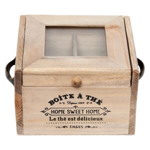 Čajový drevený box (4 priehradky) - 15 * 14 * 10 cm