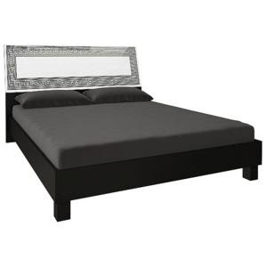 Manželská posteľ NICOLA + rošt + matrac MORAVIA, 180x200, biala lesk/čierna
