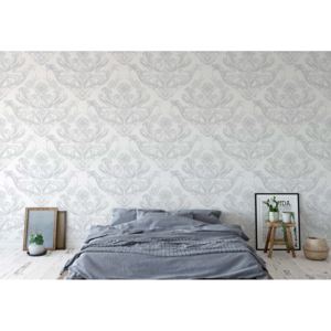Fototapeta GLIX - Floral Pattern White And Grey + lepidlo ZADARMO Vliesová tapeta - 250x104 cm